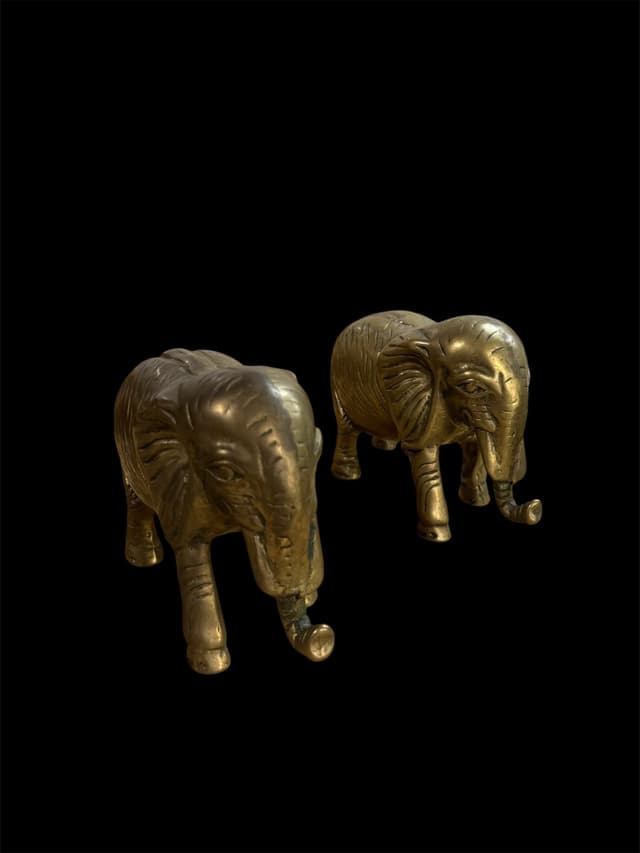 Pair of Brass Patina Elephants