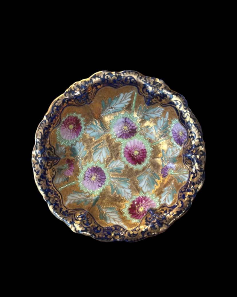 Antique Nippon Porcelain Hand-Painted Footed Dish