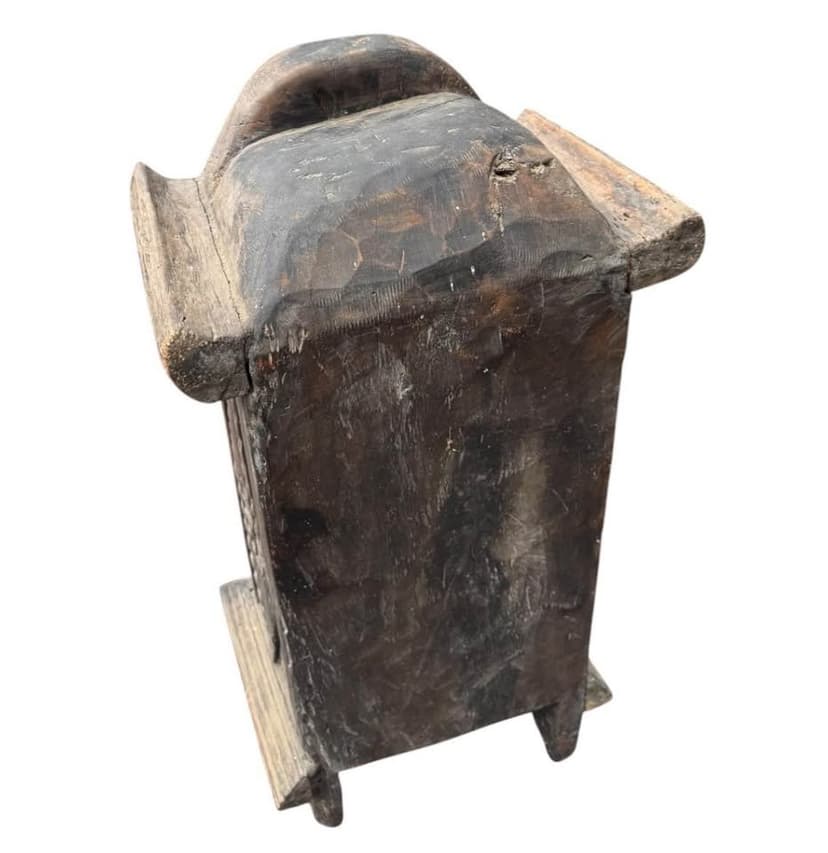 Primitive Antique 1800s Carved Storage Cabinet, Brown, photo 2 of 5