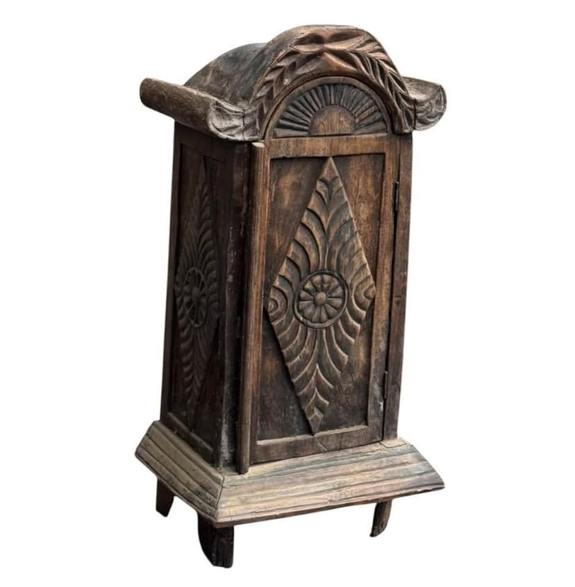 Primitive Antique 1800s Carved Storage Cabinet