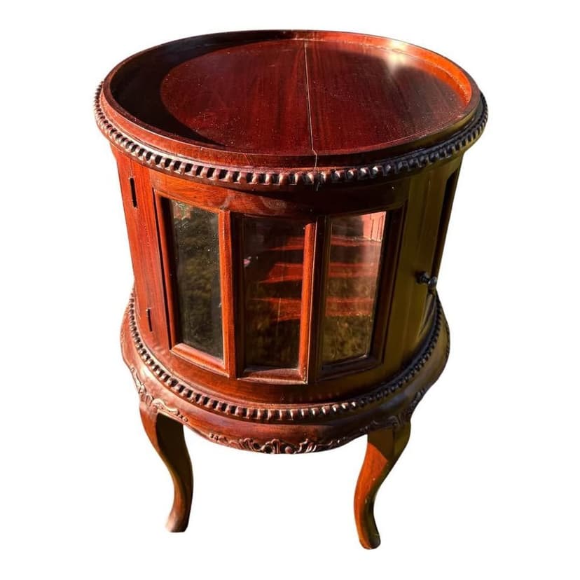 1800s Antique Mahogany Beveled Glass Curio Side Table, Brown, photo 2 of 6