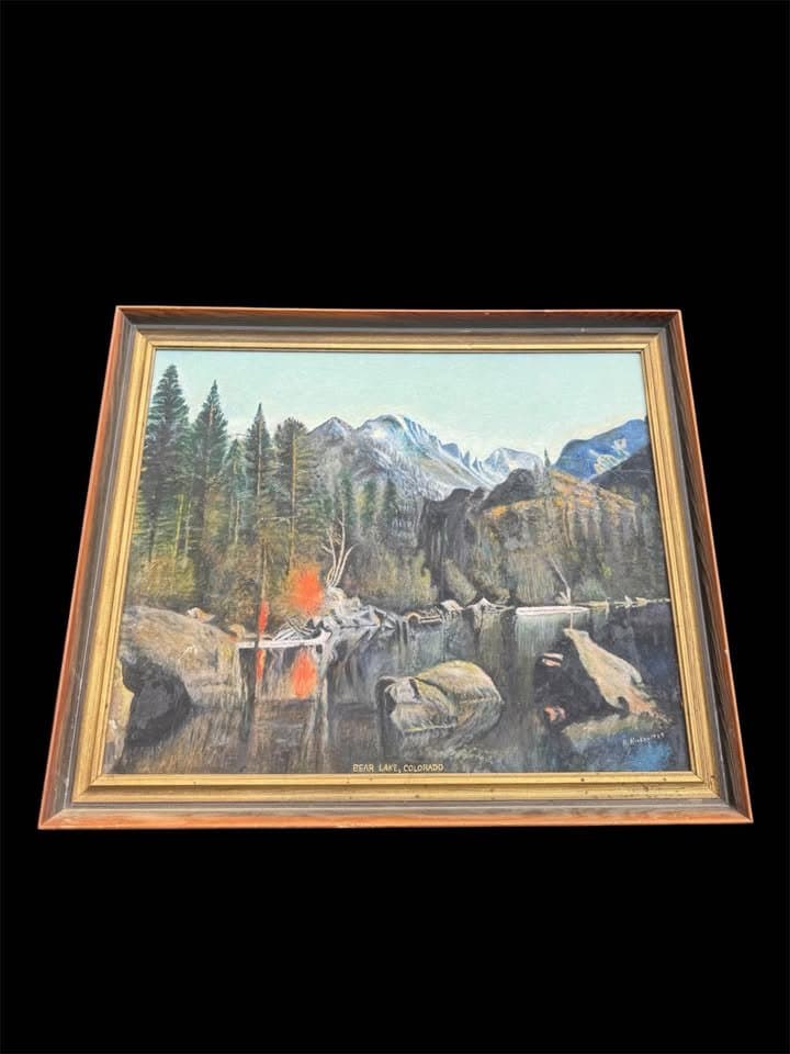 Vintage Painting of Bear Lake Colorado Signed on Canvas
