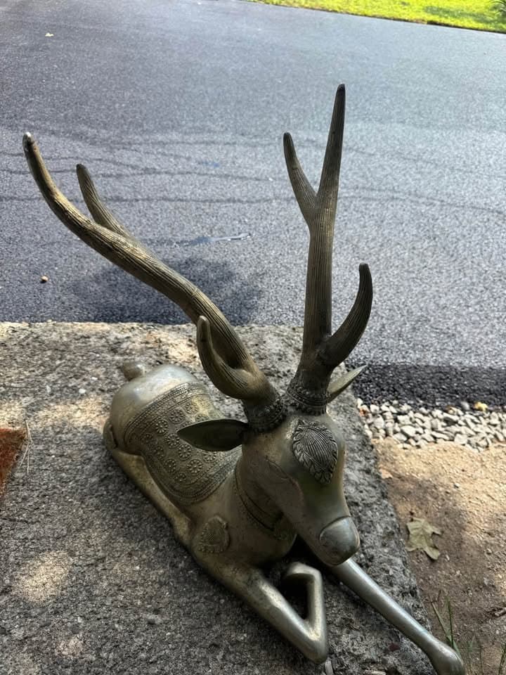 Antique Brass Mid Century Modern Deer, Gold, photo 2 of 3