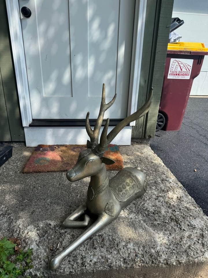Antique Brass Mid Century Modern Deer, Gold, photo 3 of 3