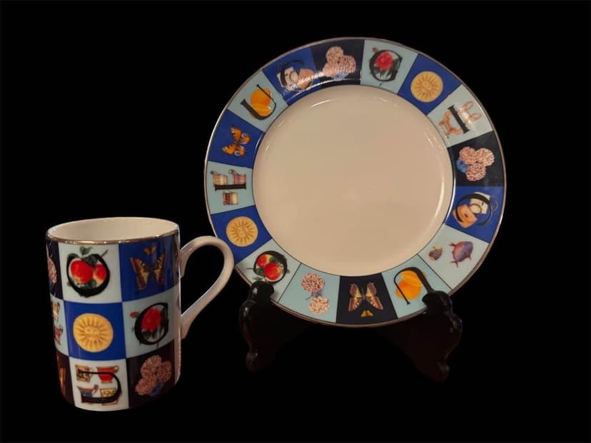 Vintage Gucci Guccissimo Plate & Mug Set of 12, Multi-Colored, photo 2 of 3