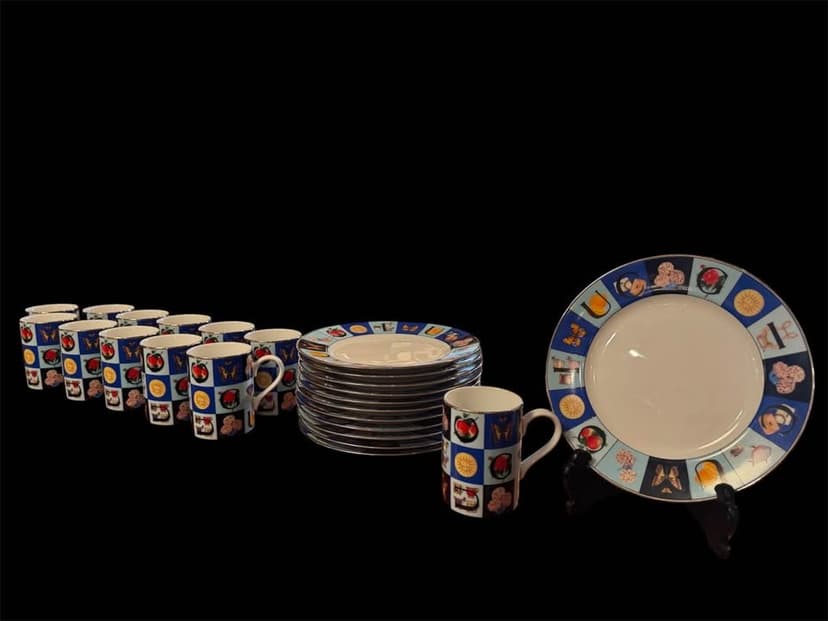 Vintage Gucci Guccissimo Plate & Mug Set of 12