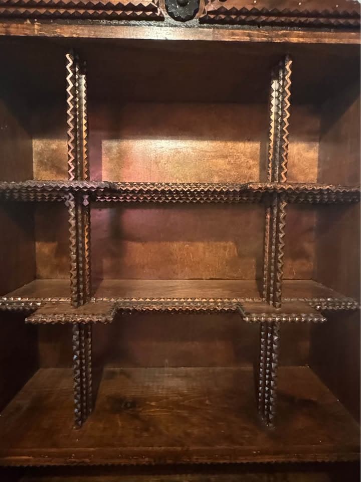 Antique Tramp Art Hutch, Brown, photo 5 of 5