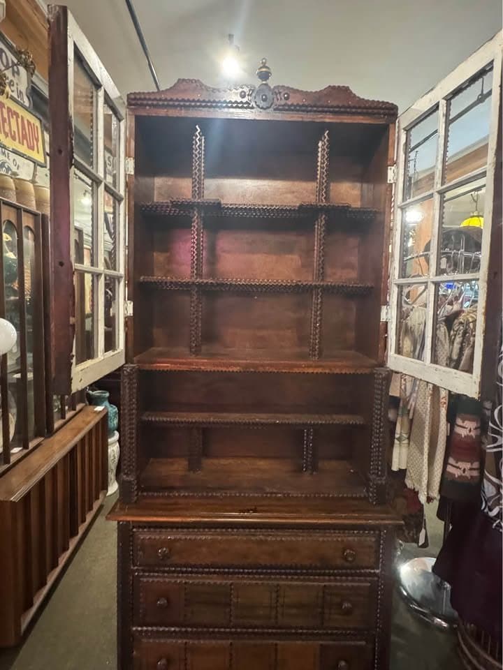 Antique Tramp Art Hutch, Brown, photo 3 of 5