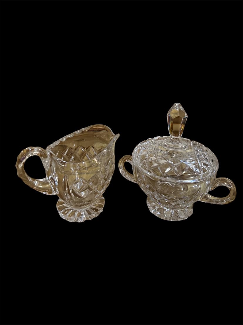 Galway Ireland "Orammore" Lead Crystal Sugar, Lid, & Creamer Dishes