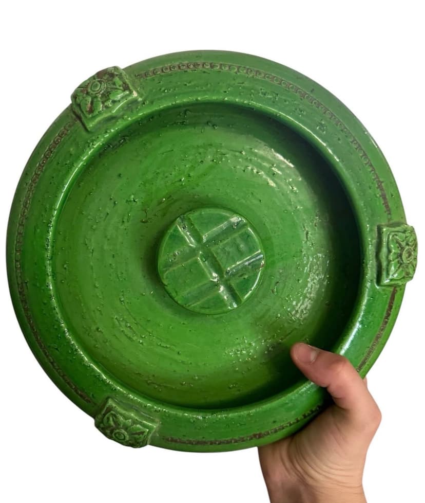 Massive Vibrant Green MCM Italian Ceramic Ashtray by Rosenthal Netter