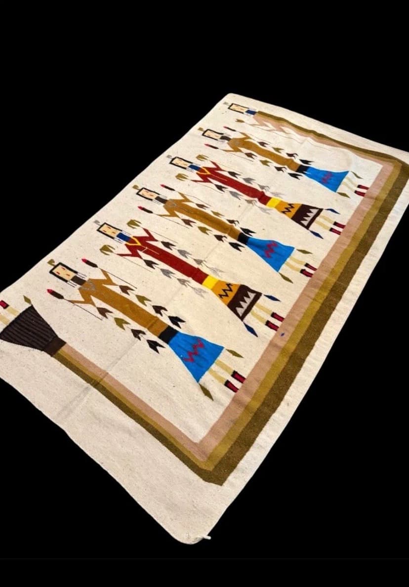 Vintage Navajo YEI Rug Rainbow God-Corn Stalks
