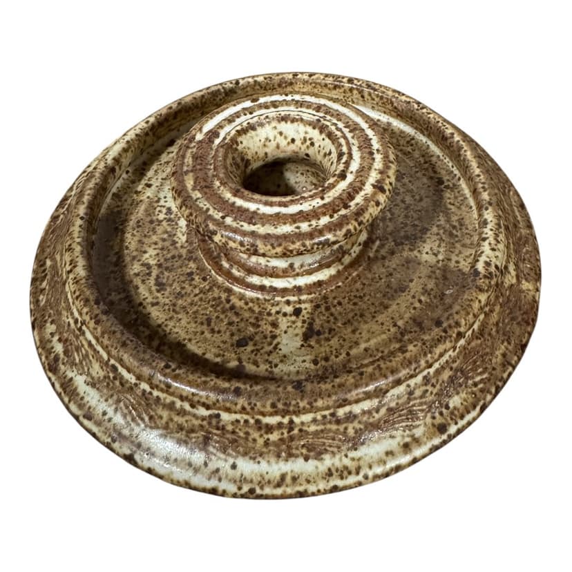 Vintage Artist Signed Pottery Candle Holder