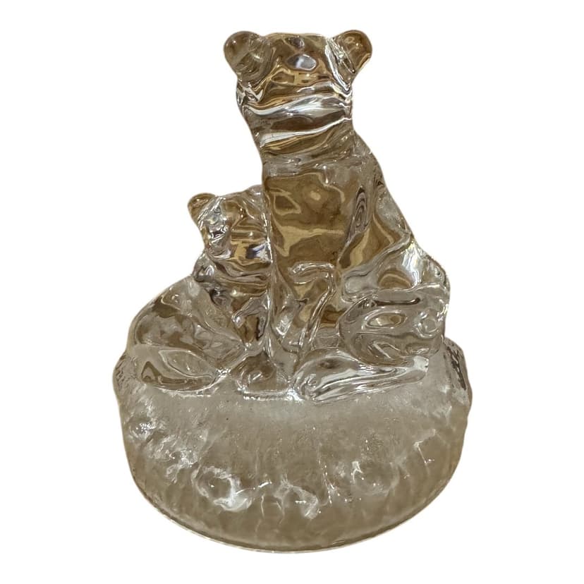 Vintage Royal Lead Crystal Rock RCR Art Dec Italian Lioness and Cub Figurine, Royal Lead Crystal RCR Art, Clear, photo 2 of 2