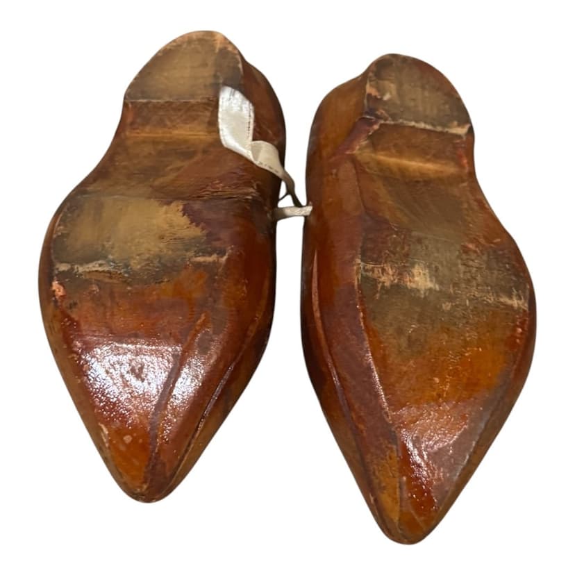 WWII Hand Carved & Painted French Souvenir Shoes, Brown, photo 2 of 2