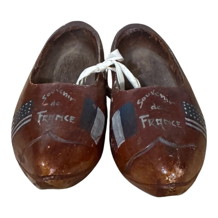 WWII Hand Carved & Painted French Souvenir Shoes
