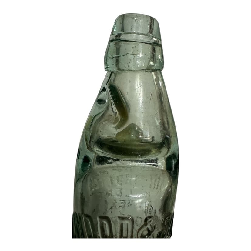 Antique T. Wodd & Son Codd Neck Bottle Colchester 9" tall, Clear, photo 2 of 2