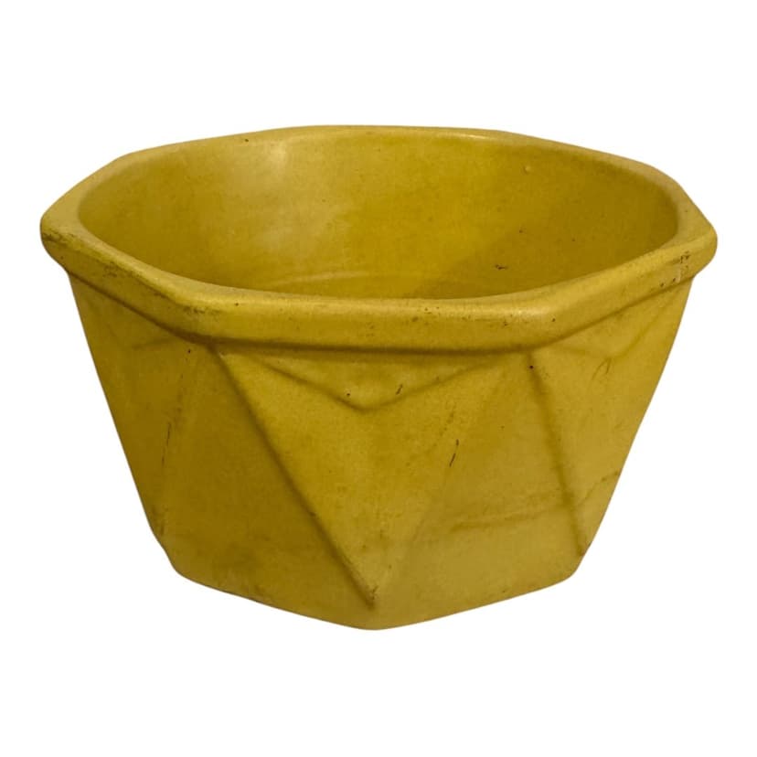 Vintage Yellow Glazed Ceramic Faceted McCoy Pottery Planter