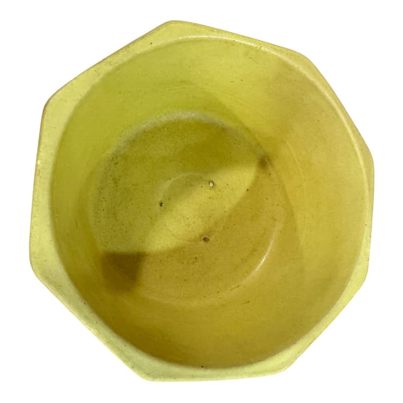 Vintage Yellow Glazed Ceramic Faceted McCoy Pottery Planter, photo 2 of 3
