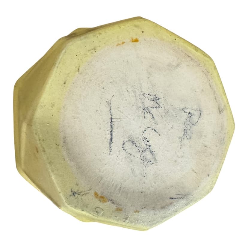 Vintage Yellow Glazed Ceramic Faceted McCoy Pottery Planter, photo 3 of 3