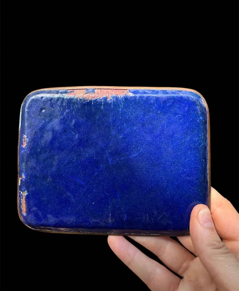 Antique Japanese Turquoise Cloisonné Cherry Blossom Enamel Tray, photo 3 of 3
