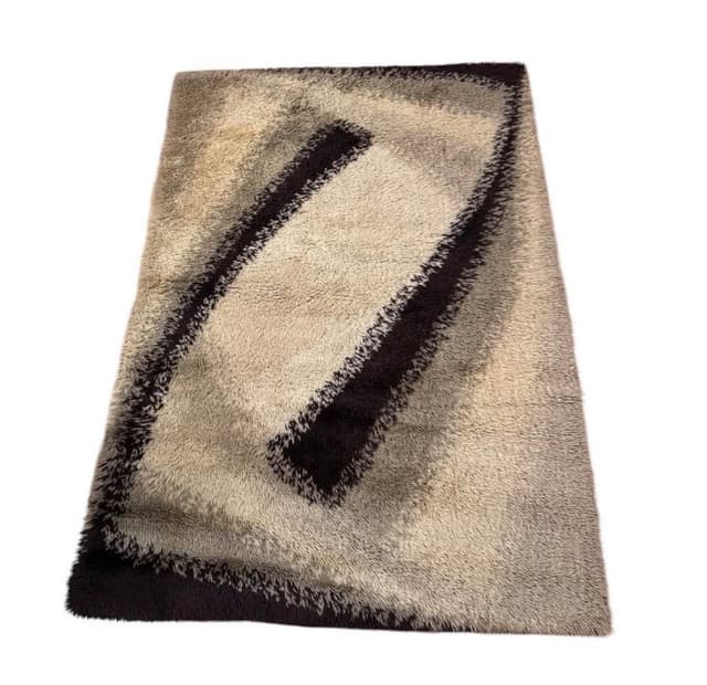 1960s MultiGray Vintage Swedish Rya Rug