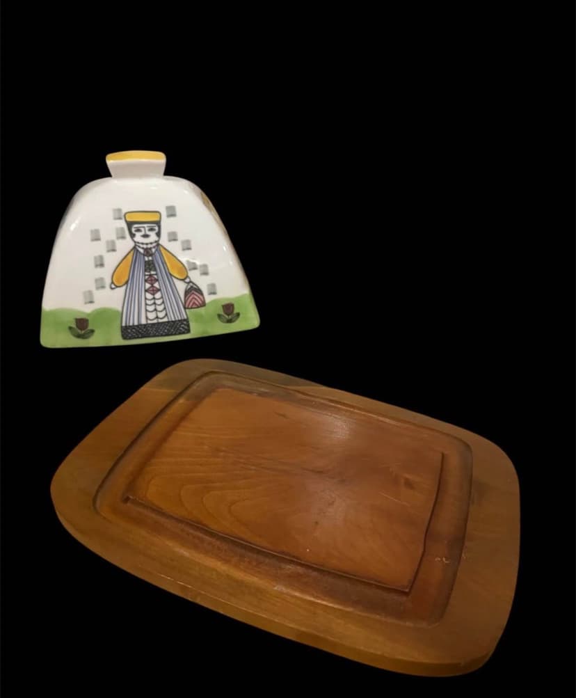 1960s Anita Nylund for Jie Gantofta Cheese Dome with Wooden Base, Multicolour, photo 2 of 2