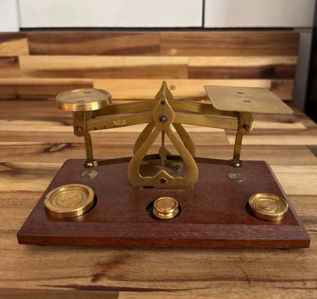 Antique Victorian Made in England Brass Postal Scale