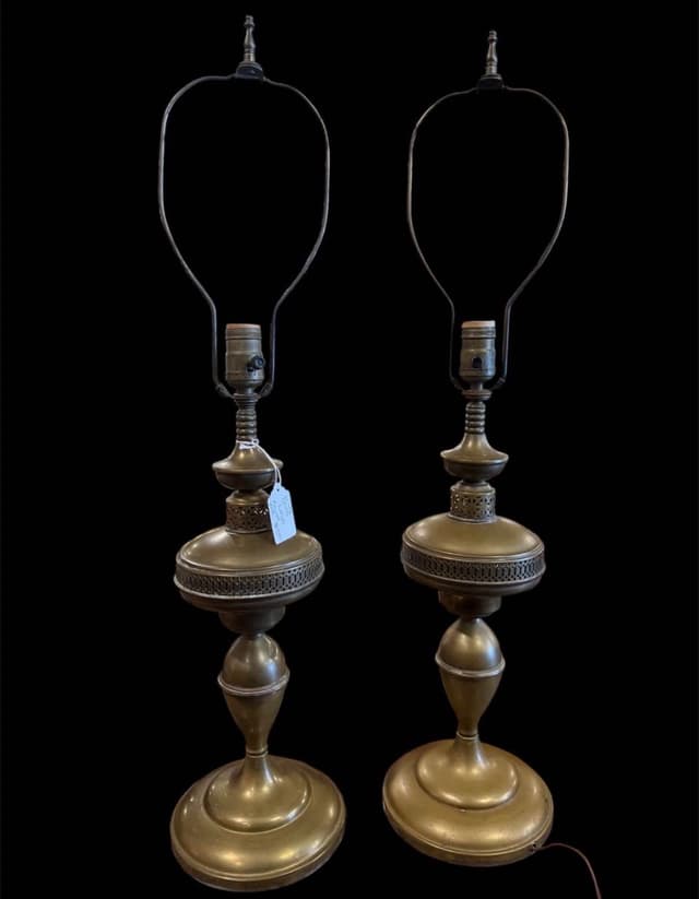Set of 2 Vintage Brass Lamps