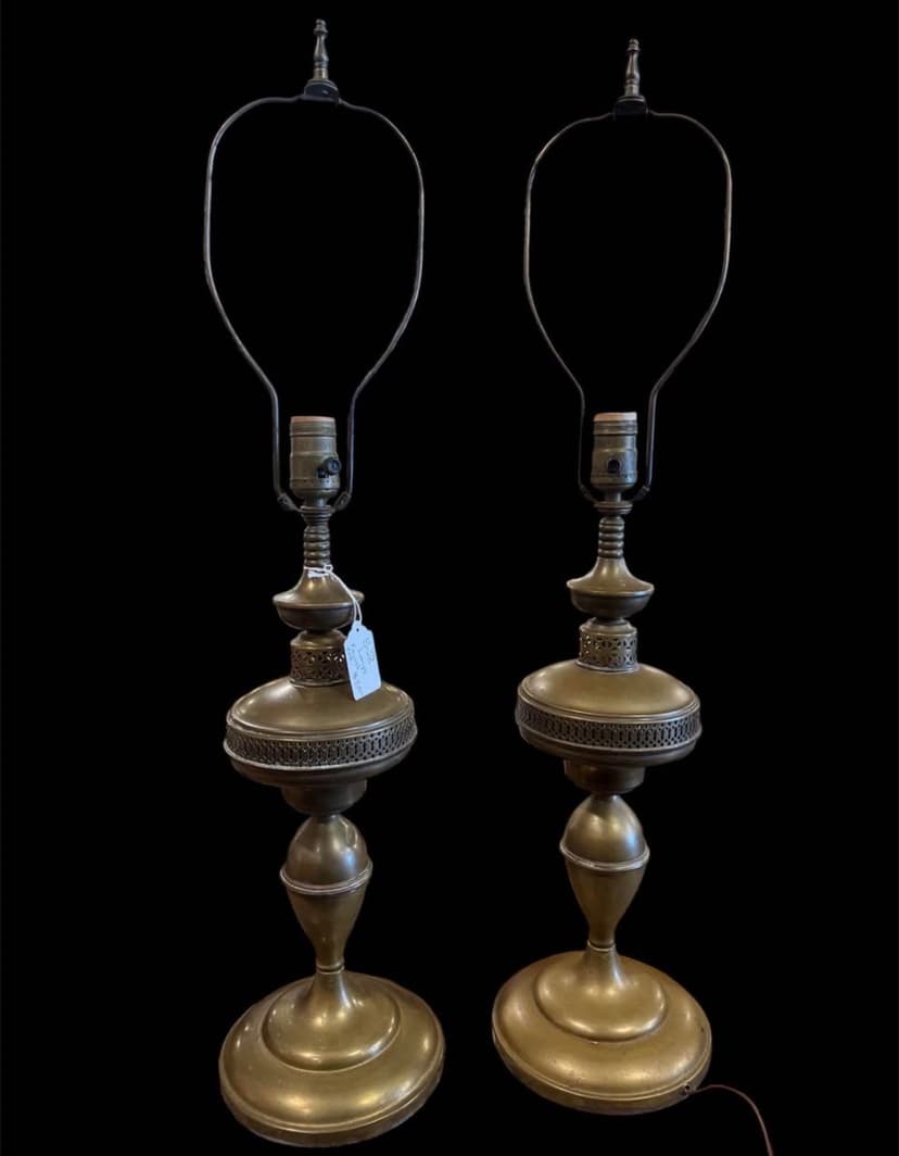 Set of 2 Vintage Brass Lamps