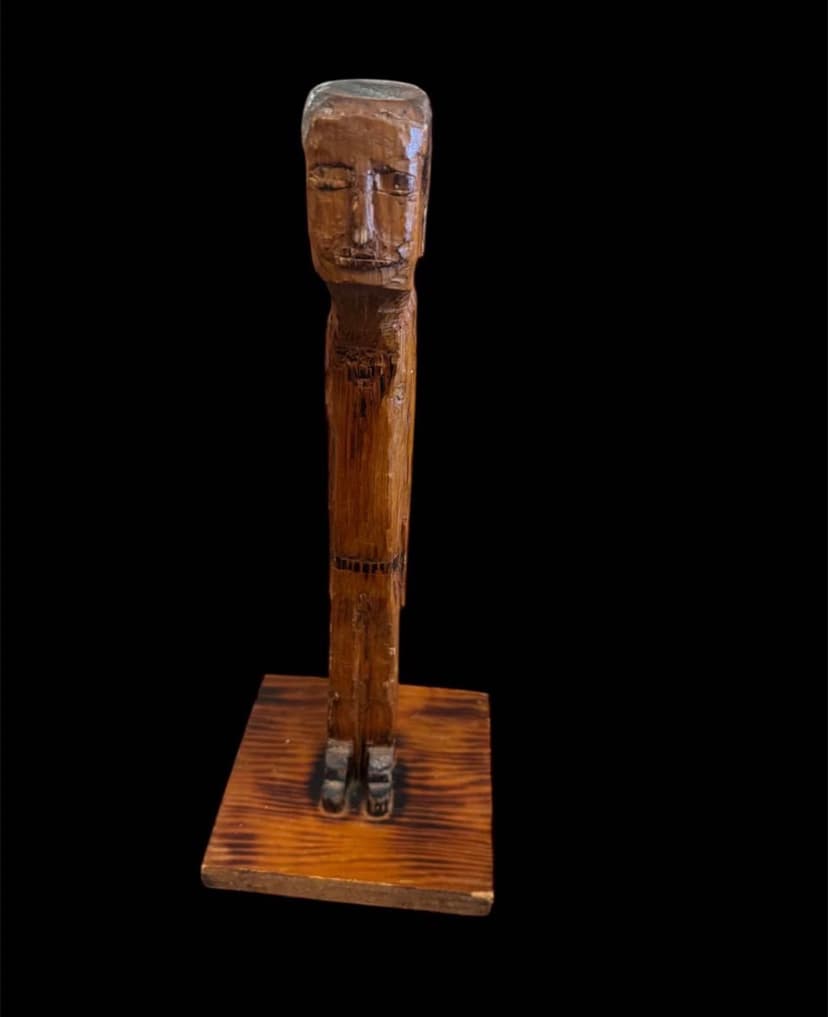Folk Art Hand Carved Paper Towel Holder