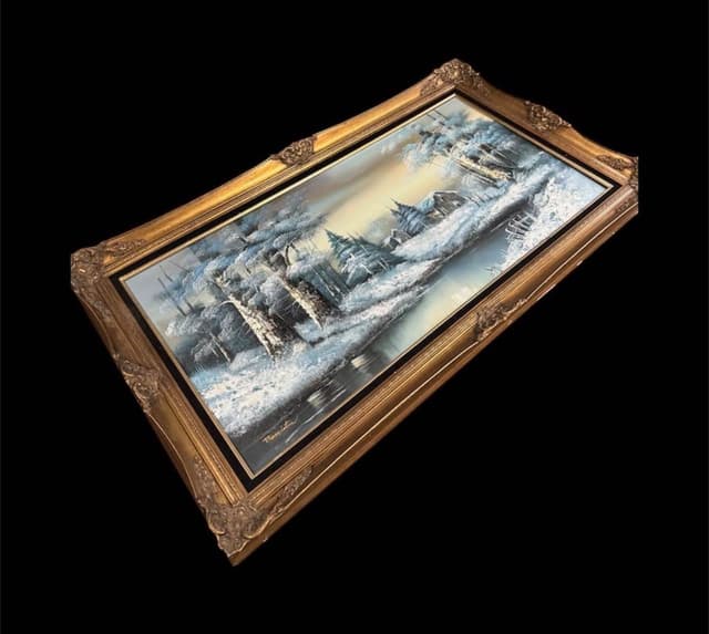 Vintage Barrister Signed & Framed Oil Painting w/ Ornate Frame