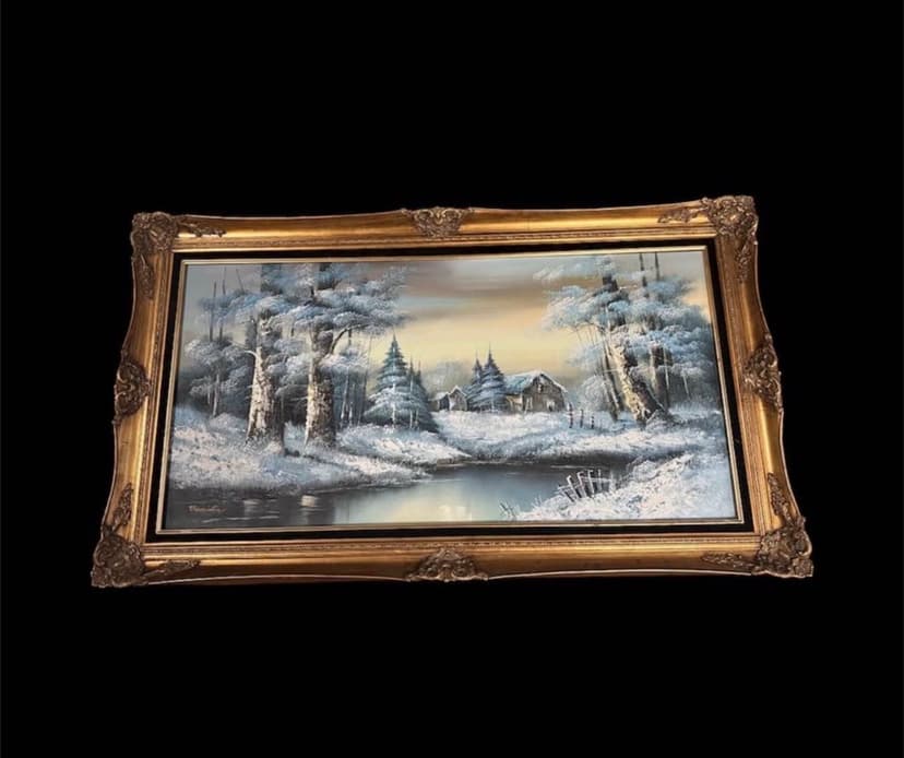 Vintage Barrister Signed & Framed Oil Painting w/ Ornate Frame, Multi-colored, photo 2 of 3
