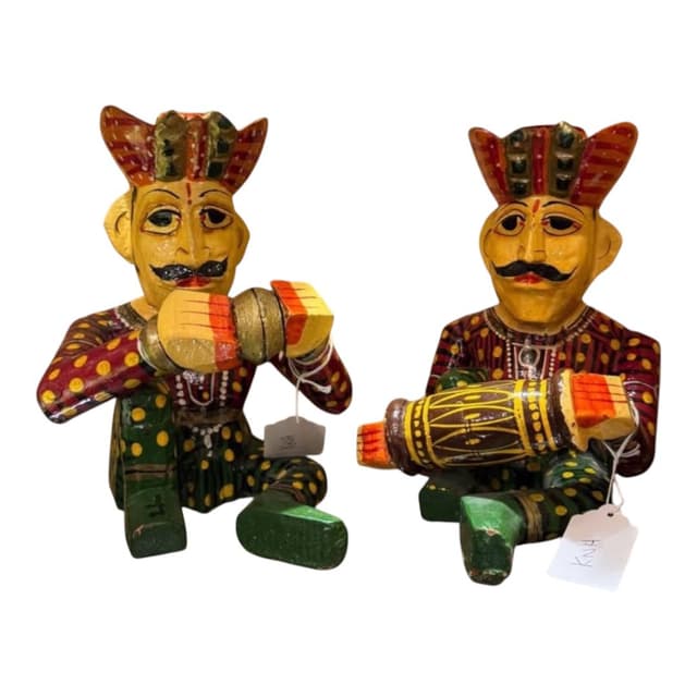 Set of 2 Vintage Folk Art Figurines